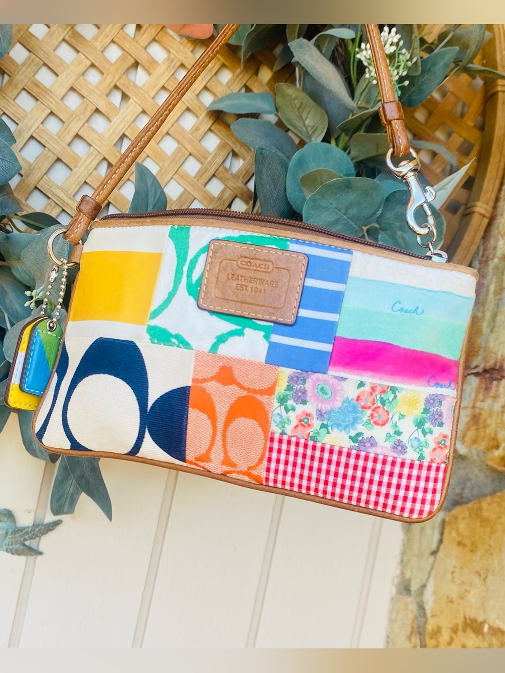 Coach Multicolor Patchwork Wristlet Pouch